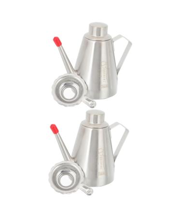 Zerodeko 2pcs Stainless Steel Oil Pot Stainless Steel Container Kitchen Sauce Bottle Oil Container Practical Oil Dispenser Grease Filter Olive Oil Dispenser Bottle Seasoning Washable 16x14cmx2pcs Silverx2pcs