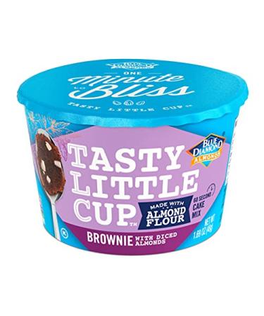 Blue Diamond Almonds, Tasty Little Cup, Chocolate Almond Flour Brownie With Diced Almonds, Single-Serve Microwaveable Mug Cake, Gluten Free, Simple Ingredients, Non-GMO, 1.69 Ounce Cup Chocolate Brownie