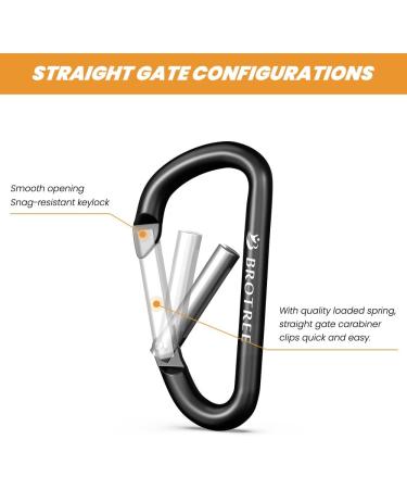 Brotree Mini Carabiner Keychain - Small Aluminum Snap Hook for Camping & Hiking (6cm D Shape 2 Pack Black) - Buy Online on GoSupps.com