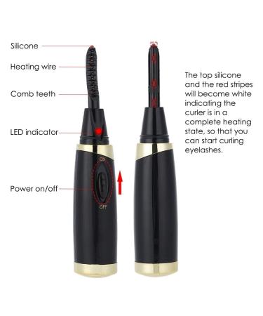 Portable Heated Eyelash Curler - Mini Electric Makeup Device for Long-Lasting Curling | Quick & Easy Black Eyelash Brush - Buy Online on GoSupps.com