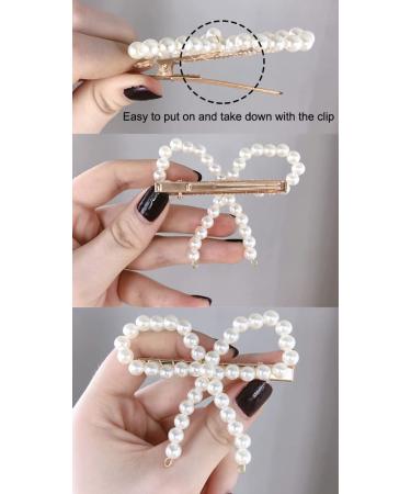 AKOAK Elegant White Pearl Bow Duckbill Clip - Ladies Hair Clip for Wedding, Birthday, and Valentine's Day - Buy Online on GoSupps.com
