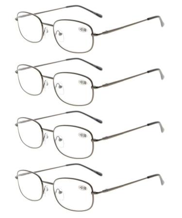 Eyekepper Metal Frame Reading Glasses with Spring Hinge 4 Pieces Gunmetal +2.75 Gunmetal