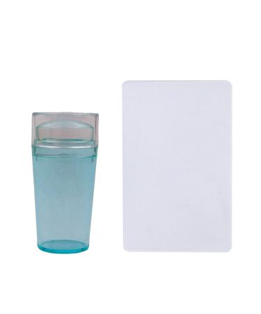 One-piece transparent silicone stamp with scraper clear nail art stamp nail art stamp for manicure tools nail art stamp scraper for DIY nail decoration blue
