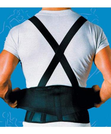 Sport Aid 9" Black Back Support with suspenders X-Large Hips 40-55"