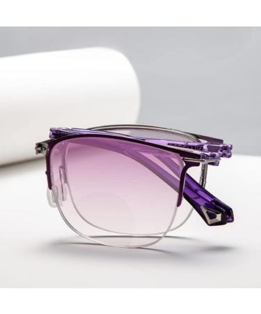 GHARAZ Foldable Bifocal Reading Glasses for Women - Photochromic Modern Computer Aid in Purple (Size: 2.0+) - Buy Online on GoSupps.com