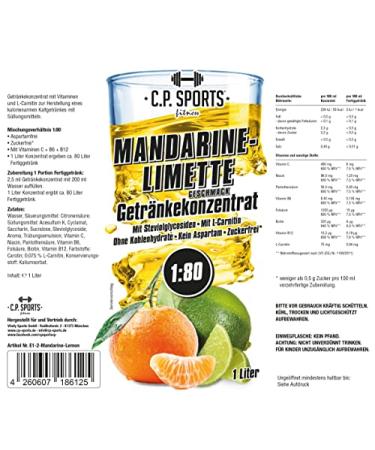 C.P.Sports Sugar-Free Beverage Syrup - Mandarine Lemon | 1L Concentrate for Vital Sports Drink | Mix with Water & Enjoy Vitamins - Buy Online on GoSupps.com
