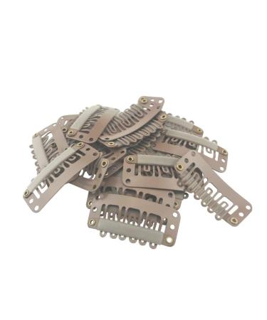 20 Pcs Metal Snap Clips for Hair Extensions and Wefts (32mm Brown)