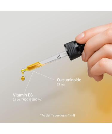 Turmeric Extract 50ml - Vegan Supplement with Vitamin D3 No Additives Easy Dosage Pipette - 50 Days Supply - Buy Online on GoSupps.com