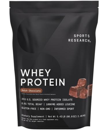 Sports Research Whey Protein Isolate Protein Powder 25g per Serving - Dutch Chocolate 5 lbs (2.27 kg) - Buy Online on GoSupps.com