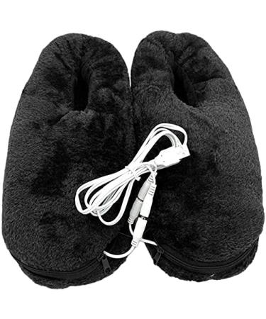 YJZQ USB Shoes Foot Warmer Foot Warmer Slippers Plush Boots Protection Feet Comfort for Winter Office Room Massage M Black