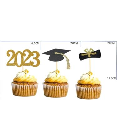 REHOC 48 Pieces 2023 Years Gold Graduation Cupcake Toppers Food Decoration/Graduation Grade Cap Party/Mini Cake Decoration Insert - Buy Online on GoSupps.com