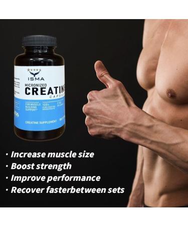 ISMA Creatine Monohydrate Capsules Muscle Growth & Strength Supplement for Men & Women Gym Pre Workout Fast Recovery 100 Capsules - Buy Online on GoSupps.com