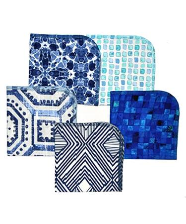 Blue Moroccan Tiles Flannel Washable Kids Lunchbox Napkins 5 Pack - 12x12 inches - Buy Online on GoSupps.com
