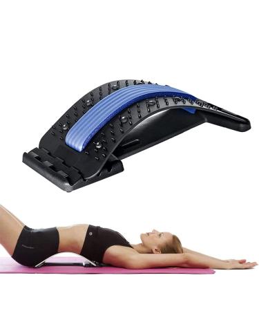 Anyingkai back extension back massage support back stretcher 3 steps adjustable backhow for lumbar spine back pain relief and relaxation black blue