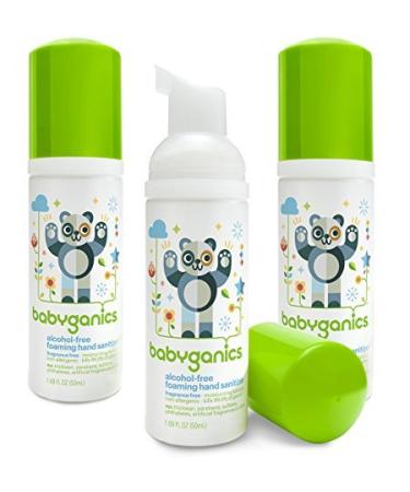 Babyganics Alcohol-Free Foaming Hand Sanitizer Fragrance Free On-The-Go Pump Bottle 50 ml - 1.69 Fl Oz (Pack of 3)
