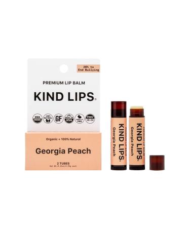 Kind Lips Lip Balm - Nourishing & Moisturizing Lip Care with Shea Butter Beeswax & Vitamin E | Georgia Peach Flavor | 0.15 Oz (Pack of 2)