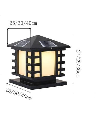Courtyard light Solar LED Pillar Light Garden Solar Pillar Lantern Wall Solar Pillar Lamp Lawn Corridor Pillar Column Light Porch Streetlight for Courtyard Outdoor Lighting Products ( Size : 25*22*27 Black 25*22*27cm - Buy Online on GoSupps.com