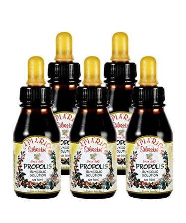 Maintain healthy glucose level & cardiovascular health 5-Bottle Value Pack - Apiario Silvestre Brazilian Green Propolis Liquid Glycolic Extra - Non Alcoholic Wax Free No Sugar (PG)