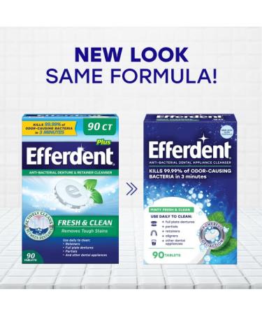 Efferdent Retainer Cleaning Tablets Denture Cleaning Tablets for Dental Appliances Minty Fresh & Clean 90 Count. (Pack of 3) 90 Count (Pack of 3) - Buy Online on GoSupps.com