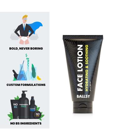 Ballsy Mens Face Lotion w/Vegetable Collagen Caffeine Coconut Oil & More - Hydrating Lotion to Reduce Dryness Aging Signs Wrinkles Cruelty Free Paraben Free Men Face Moisturizer (3 Fl oz) - Buy Online on GoSupps.com