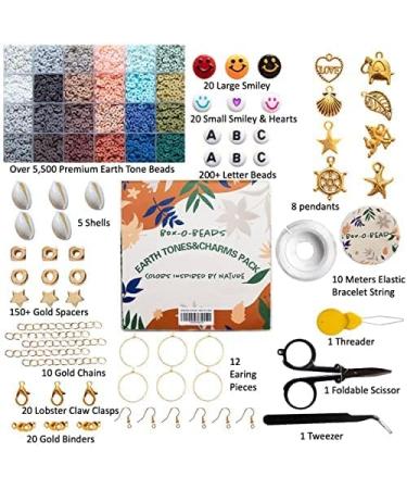 Box-O-Beads Clay Beads and Charms Bracelet Making Kit - 6000pcs Heishi Beads & Pendant Charms in 24 Earth Tone Colors - DIY Bracelet Kit for Kids & Teens - Buy Online on GoSupps.com