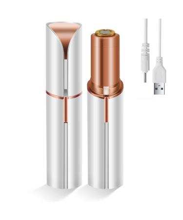 Facial Hair Remover for Women & Eyebrow Trimmer USB Rechargeable Facial Hair Removal Flawless Hair Remover with LED Light Painless Hair Trimmer for Face & Body 2COLOR (White)