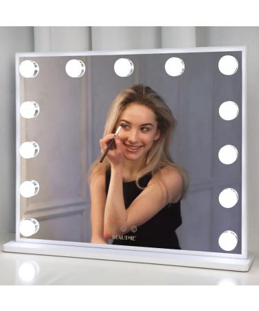 BEAUTME Vanity Mirror with Lights, Large Lighted Mirror with Magnification Mirror Tabletop Mirror / Wall Mounted Mirror Mirror with 3 Color Beauty Lighting (White/20.47*16.22inch) White 20.47 x 16.22 inches