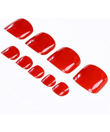 24pcs Short False Toenails French Tip Press On Toe Nails Acrylic False Toenails Square Full Toenail Tips Red Artificial Feet Nails Decals Glue On Toe Nails - Buy Online on GoSupps.com