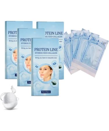 WZDYN Protein Line Hydrolyzed Collagen | Korean Soluble Protein Thread | Soluble Protein Thread Lifting Instant Face Protein Thread | Absorbable Collagen Thread for Face Lift | Reduce Fine Lines Wrinkle Firming Skin (4box/240pcs)
