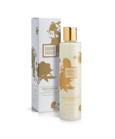 Guava & Gold Coco & Cherimoya Bath & Shower Gel | Coconut Extract for Soft Hydrated Skin | Luxurious Fine Fragrance | Suitable for Vegans | 250ml