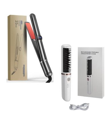 Professional Hair Straightener Hair Straightener and Curler 2 in 1 for Different Hair Stye+1 Hair Straightener Brush as Grift