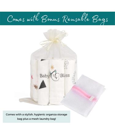 Organic Muslin Baby Washcloths - Pack of 10 - 100% Cotton Face Towels for Newborn and Adults | Large Size Reusable Infant Wipes - Gentle on Sensitive Skin | Includes Storage and Laundry Bags - Buy Online on GoSupps.com