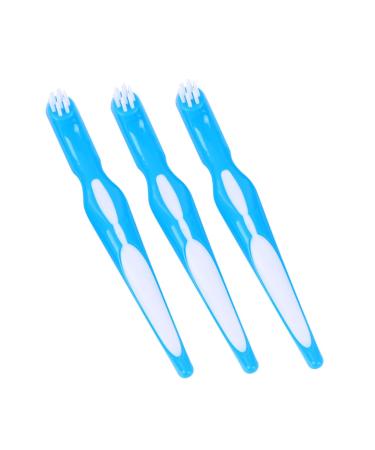Lurrose 6-Piece Hard Prosthesis Cleaning Brush Set | Double-Sided Toothbrush for False Teeth | Portable Tooth Cleaning Tool | Ideal for Dentures & Incomplete Teeth - Blue (2 Pack) - Buy Online on GoSupps.com