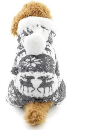 Ranphy Velvet Dog & Cat Hooded Sweater Reindeer Jumpsuit for Small Dogs & Puppies (M Gray) - Soft Cozy Clothing for Male & Female Pets - Buy Online on GoSupps.com