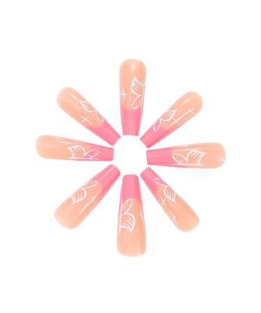 Brishow French Butterfly Press-On Nails - 24 Ballerina Acrylic Pink Artificial Nails for Women & Girls | International Shipping Available - Buy Online on GoSupps.com