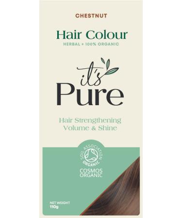 It's Pure Organic Henna Hair Dye in Chestnut | 100% Natural Vegan & Gluten Free | PPD Free Hair Dye Ammonia Free Resorcinol Free & Peroxide Free | Volumising Strengthening & Revitalising | Chestnut 110 g (Pack of 1)