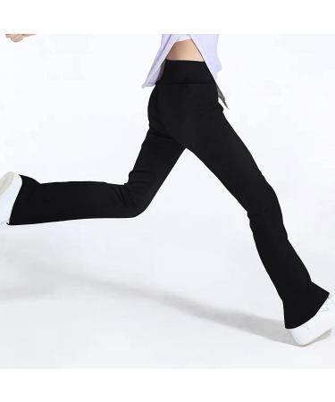 Girls' High Waisted Cross Flare Leggings with Pockets | Black Stretchy Pants for Kids 11-12 Years - Buy Online on GoSupps.com