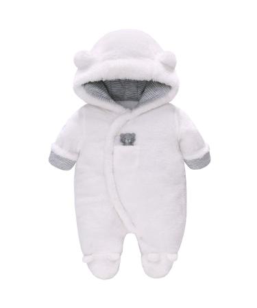 Vine Baby Hooded Fleece Romper Snowsuit Infant Jumpsuit Fall Winter Outwear Outfits White 9-12 Months White 9-12 Months - Buy Online on GoSupps.com