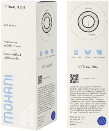 Mohani Retinal 0.15% with Vitamin C and Hyaluronic Acid Face Serum | Anti-Aging and Anti-Wrinkle Serum | Natural Vegan Cosmetics to Reduce Pores (30 ml) - Buy Online on GoSupps.com