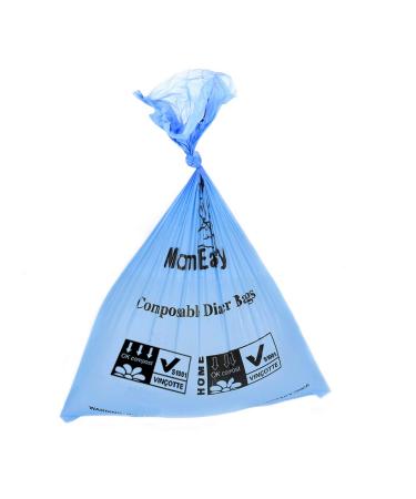 MOM EASY Diaper Disposal Bag Compostable Baby Disposable Diaper Sacks Baby Poop Bags with Blue Pouch Easy-To-Tie Diapers Bags Unscented 120 Counts with 1 Dispenser - Buy Online on GoSupps.com