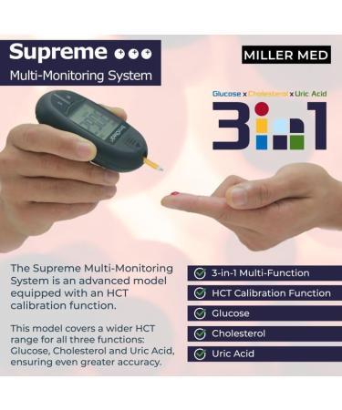 MillerMed Home Total Cholesterol Monitoring Kit with Strips Case. Simple Home Test Accurate - Buy Online on GoSupps.com