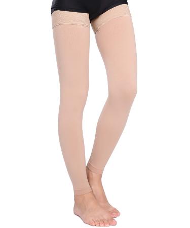 GLEMOSSLY Thigh High Medical Compression Stockings For Women & Men,Footless,Firm Support Hose 20-30 mmHg Compression Socks For Treatment Varicose Veins Swelling Footless Beige Medium