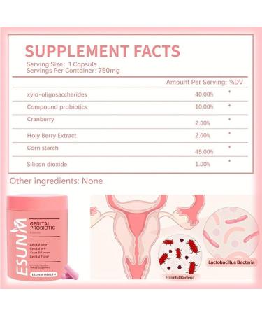 ESUNM Probiotics for Women PH Balance with Prebiotics & Lactobacillus Blend Health Supplement for Women Promote Healthy Fragrance and Flora 60 Count SXG194289 - Buy Online on GoSupps.com
