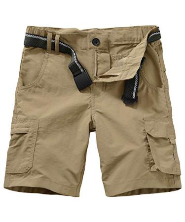 Asfixiado Kids' Boys' Cargo Shorts Outdoor Quick Dry Elastic Waist Fishing Camping Casual Fishing Cargo Shorts #9048 Khaki L