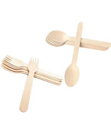 100 Pcs Disposable Wooden Cutlery Set Plastic Cutlery Alternative Including 50 Wooden Spoons 50 Wooden Forks Eco Friendly Biodegradable Disposable Utensils for Home and Party use - Buy Online on GoSupps.com