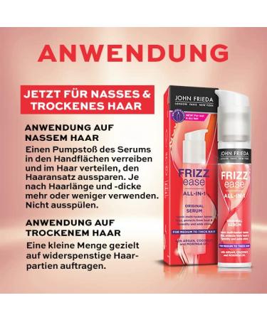 John Frieda Frizz Ease 4 in 1 Original Serum 50ml - Heat & Humidity Protection for Normal to Thick Hair - 2 Pack - Buy Online on GoSupps.com