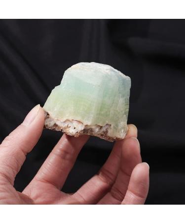 Natural Magic 1PC Natural Crystals Caribbean Calcite Raw Stone Specimen Green Gem Quartz Home Decoration ZJGIDTEM (Size : 30-50g)