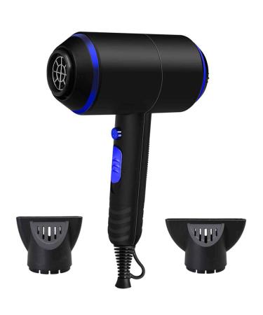 Professtional Hair Dryer Portable Hair Dryer Ionic Hair Dryer 2000W Hot and Cold Blow Dryer with 2 Replaceable Nozzles 3 Speeds Cool Button Low Noise Lightweight for Home Use Travel Blue