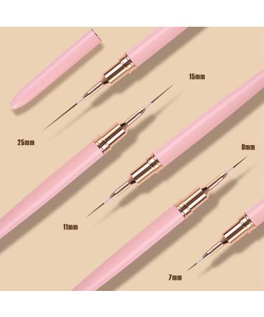 Dewedrt 5PCS 7/9/11/15/25mm Nail Liner Brush Set UV Gel Nail Brushes Kits French Stripe Line Painting Drawing Flower Pen Tools Easy Install D - Buy Online on GoSupps.com