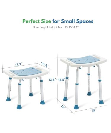 Auitoa Shower Stool with Holder & Handles | Tool-Free Assembly Adjustable Seat for Seniors, Elderly, Handicapped, Pregnant | 350lbs Capacity - Buy Online on GoSupps.com